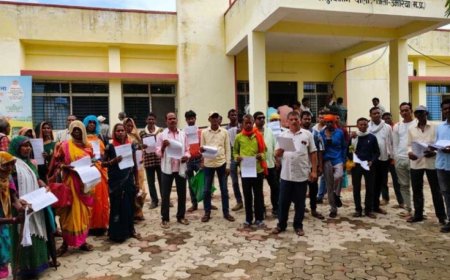 रमा सीमेंट को सतही अधिकार देने के विरोध में किसानों का प्रदर्शन