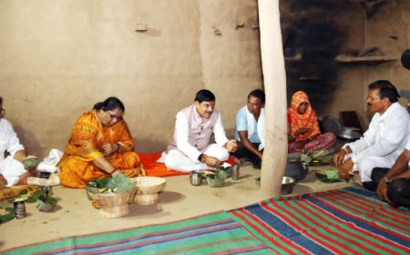 CM डॉ. यादव ने जनजातीय परिवार के घर किया भोजन, बहनों से बंधवाई राखी और बच्चों को दिया स्नेह